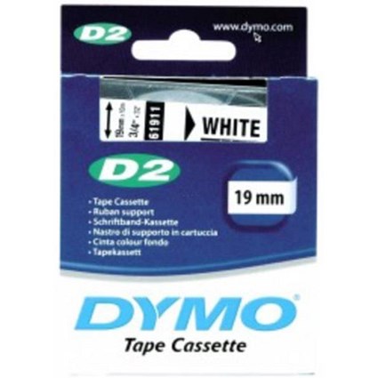 Dymo D2 Tape Cassette 19mmx10m White Ref 61911 S0721150