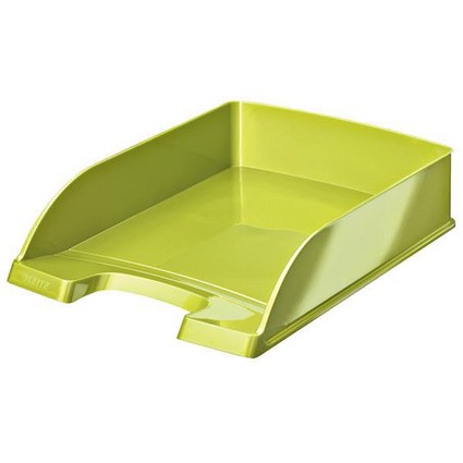 Leitz Bright Stackable Letter Tray - Glossy Metallic Green
