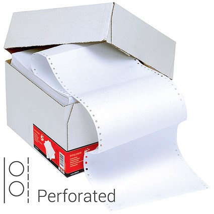 5 Star Computer Listing Paper, 1 Part, 11 inch x 241mm, Perforated, Plain White, Box (2000 Sheets)