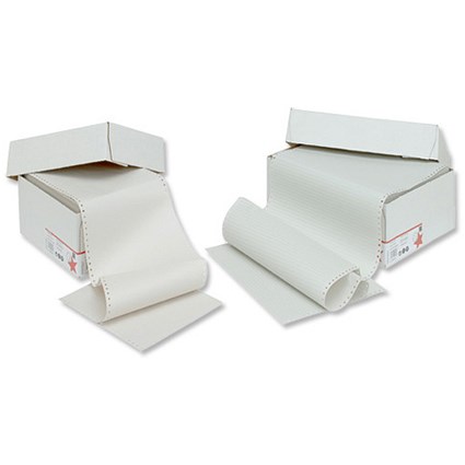 5 Star Listing Paper Recycled 1-Part Perforated 60gsm 11inchx241mm Plain [2000 Sheets]