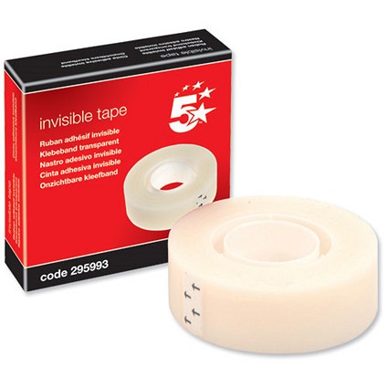 5 Star Matt Tape Roll - Invisible / Write-on, Type-on / 19mm x 33m