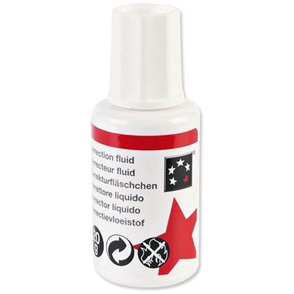 5 Star Correction Fluid - Fast-Drying with Integral Mixer Ball / 20ml / White
