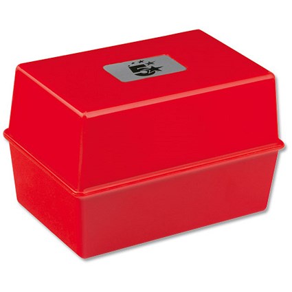 5 Star Card Index Box / Capacity: 250 Cards / 127x76mm / Red