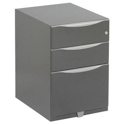 Trexus Steel Tall Under-desk Filing Pedestal / 3-Drawer / A4 / Grey
