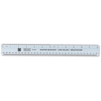 5 Star Ruler - Plastic / Shatter-resistant / 300mm / Blue Tint