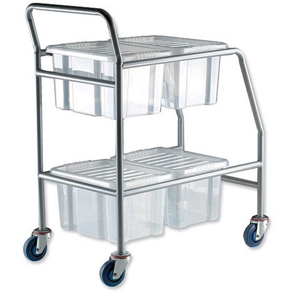 Trexus Quick Shelf System Container Storage Trolley with 4 Storage Boxes W910xD510xH1040mm