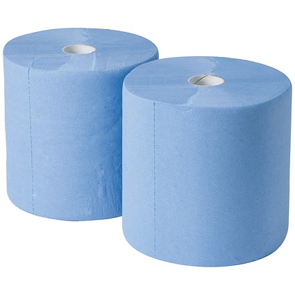 2Work 3-Ply Industrial Roll 170m Blue (Pack of 2) GEM503B