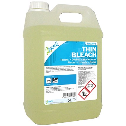 2Work Thin Bleach, 5 Litres