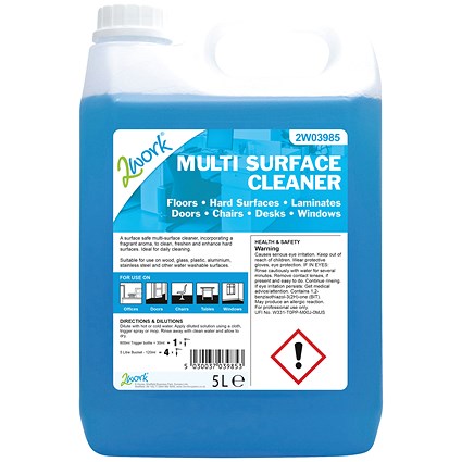 2Work Multi Surface Cleaner, 5 Litres 2Work Multi Surface Cleaner, 5 Litres