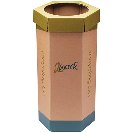 2Work Recycling Bin, 120 Litres, Green, Pack of 3