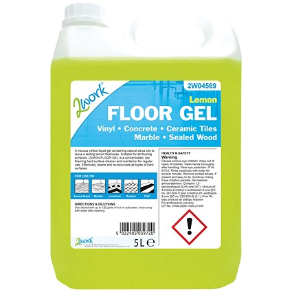 2Work Lemon Floor Gel Concentrate 5 Litre Bulk Bottle | Paperstone