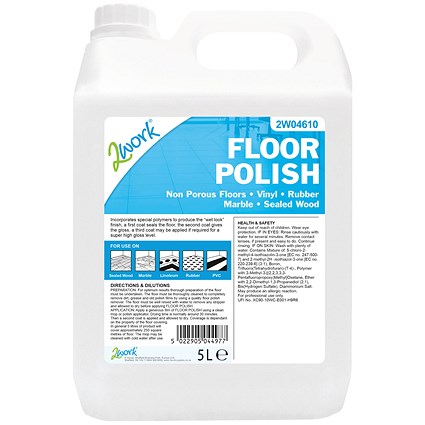 2Work Floor Polish, 5 Litres