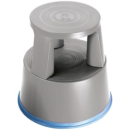 2Work Plastic Step Stool with Non-Slip Rubber Base 430mm Light Grey 2W04997
