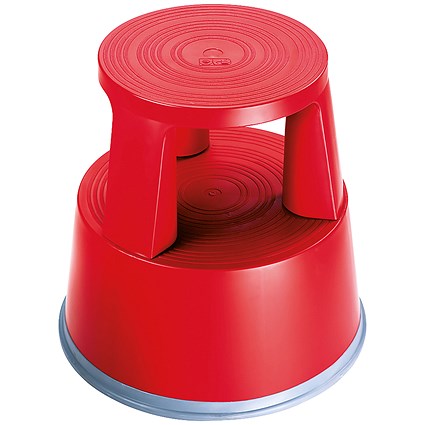2Work Plastic Step Stool with Non-Slip Rubber Base 430mm Red 2W04999