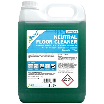 2Work Neutral Floor Cleaner, 5 Litres