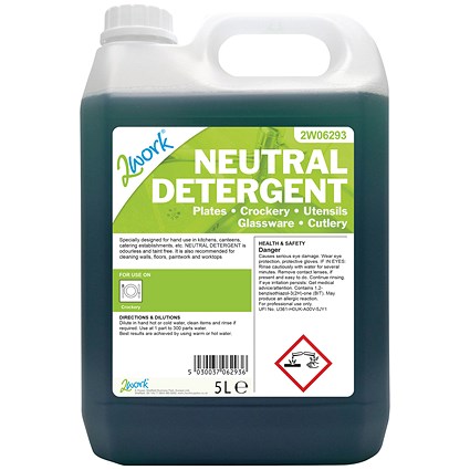 2Work Dishwashing Neutral Detergent, 5 Litre