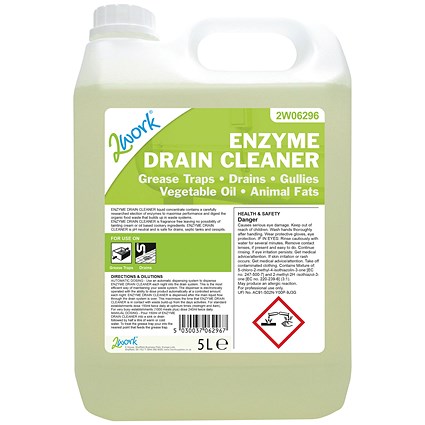 2Work Enzyme-Based Drain Cleaner, 5 Litres 2Work Enzyme-Based Drain Cleaner, 5 Litres