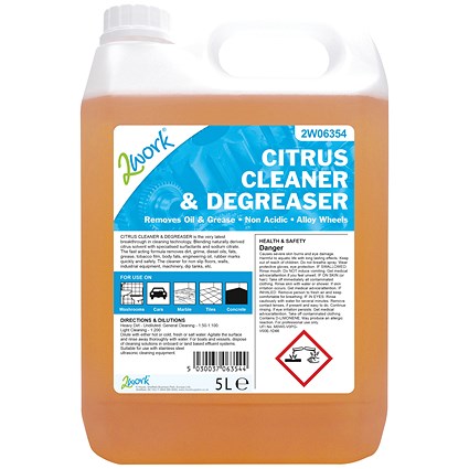 2Work Citrus Cleaner and Degreaser, 5 Litres 2Work Citrus Cleaner and Degreaser, 5 Litres