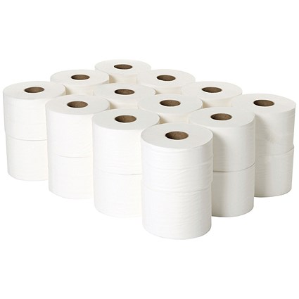 2Work Micro Twin Toilet Roll, 2-Ply, 125m, Pack of 24
