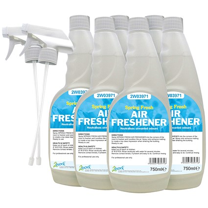 2Work Spring Air Freshener Spray, 750ml, Pack of 6