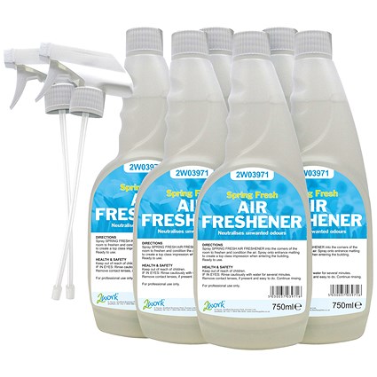 2Work Spring Air Freshener Spray, 750ml, Pack of 6 2Work Spring Air Freshener Spray, 750ml, Pack of 6