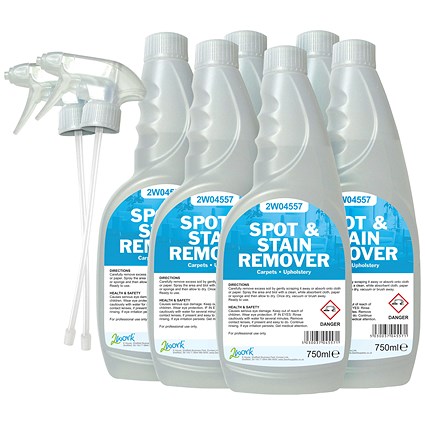 2Work Carpet Spot and Stain Remover Spray, 750ml, Pack of 6