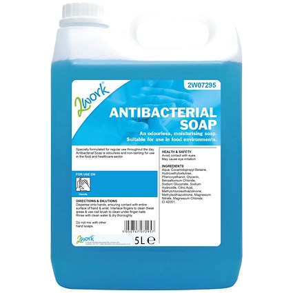2Work Antibacterial Hand Wash, 5 Litre 2Work Antibacterial Hand Wash, 5 Litre