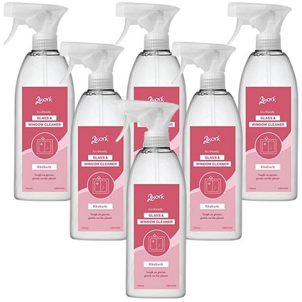 2Work Naturally Clean Glass + Window Cleaner 750ml Pack of 6