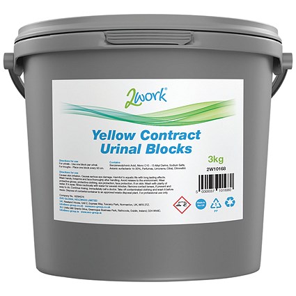 2Work Urinal Cubes, 3 Kg, Yellow, Tub of 150 Tablets
