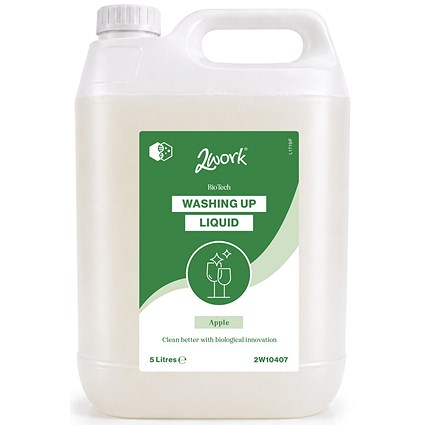 2Work BioTech Washing Up Liquid Apple 5 Litre (Pack of 2)