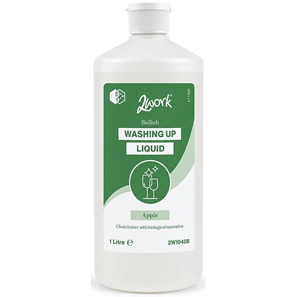 2Work BioTech Washing Up Liquid Apple 1 Litre (Pack of 6)