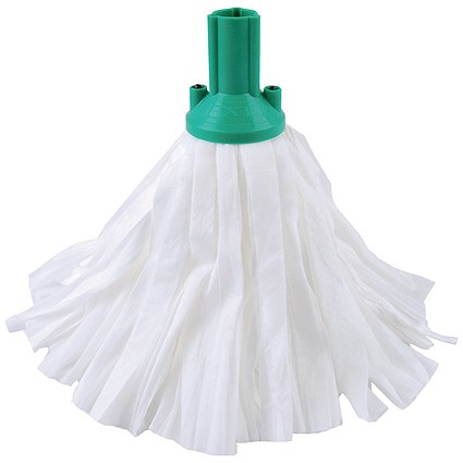 2Work Big White Mop Head Green Pack of 10 2W10498