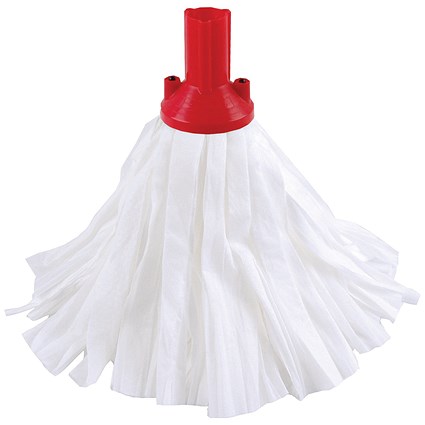 2Work Big White Mop Head Red Pack of 10 2W10499