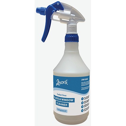 2Work Glass Cleaner Empty Trigger Spray Bottle 750ml Blue