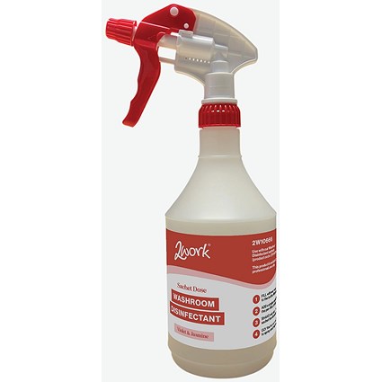 2Work Washroom Disinfectant Empty Trig Spray Bottle 750ml Red