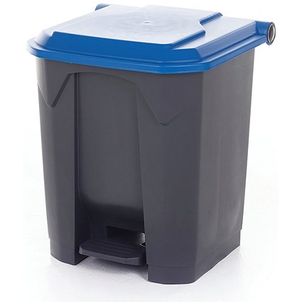 2Work Pedal Bin with Coloured Lid 30L Grey/Blue 370x380x455mm
