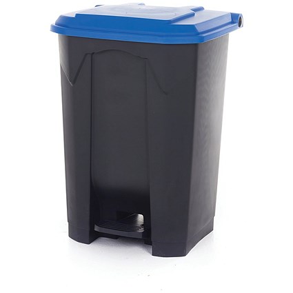 2Work Pedal Bin with Coloured Lid 80L Grey/Blue 410x470x670mm