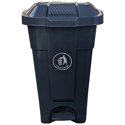 2Work Wheelie Bin with Foot Pedal 70 Litre Dark Grey