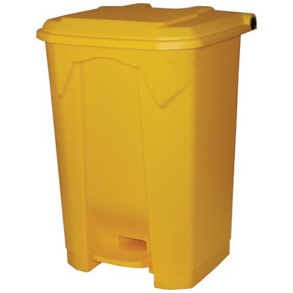 2Work Pedal Bin 80 Litre 410x470x670mm Yellow
