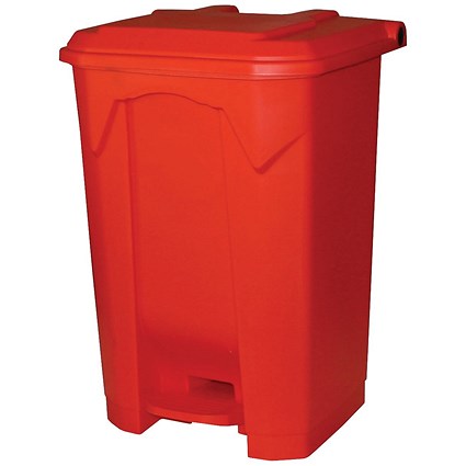 2Work Pedal Bin 80 Litre 410x470x670mm Red