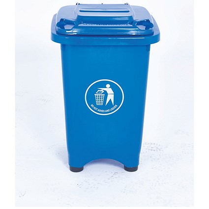 2Work Static Bin with Feet 50 Litre Blue
