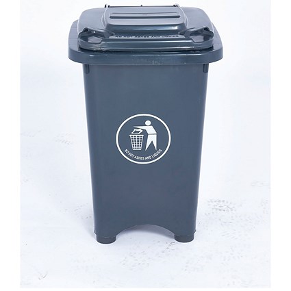 2Work Static Bin with Feet 50 Litre Grey