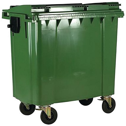 2Work Wheelie Bin 1100 Litre with Lockable Lid Green