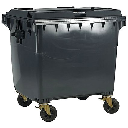 2Work Wheelie Bin 1100 Litre with Lockable Lid Grey