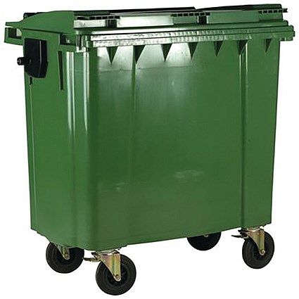 2Work Wheelie Bin 1100 Litre with Flat Lid Green