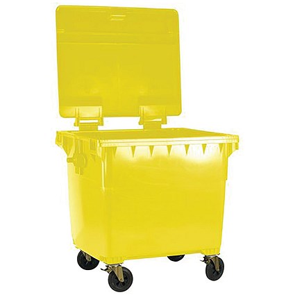 2Work Wheelie Bin 1100 Litre with Flat Lid Yellow
