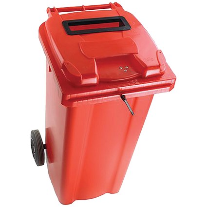 2Work Wheelie Bin Waste Slot Lid 240 Litre Red