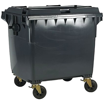 2Work Wheelie Bin 660 Litre with Lockable Lid Grey