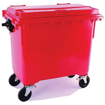 2Work Wheelie Bin 770 Litre with Lockable Lid Red