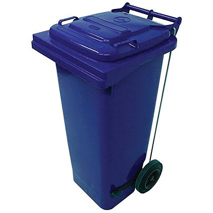 2Work Wheelie Bin Refuse 120 Litre 2 Wheel Pedal Operated Blue